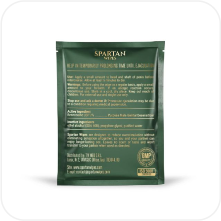 Delay wipes for men with 7% benzocaine